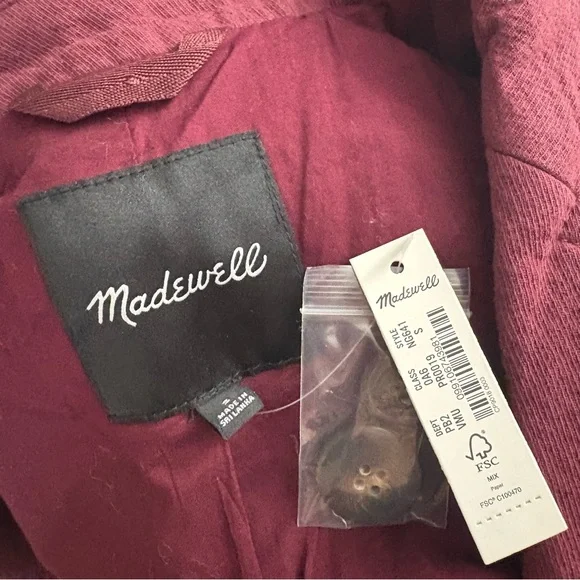 MADEWELL Oversized Burgundy‎ Double Breasted Blazer Size Small NWT - Picture 3 of 7